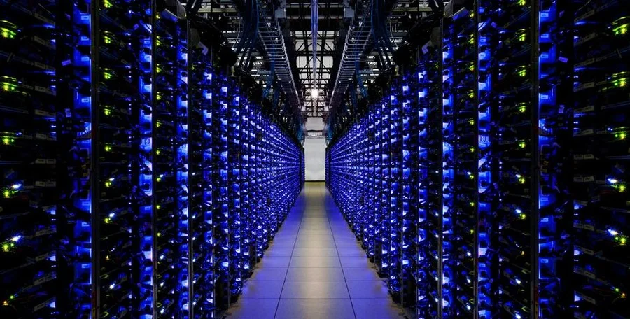 Rows of humming server racks